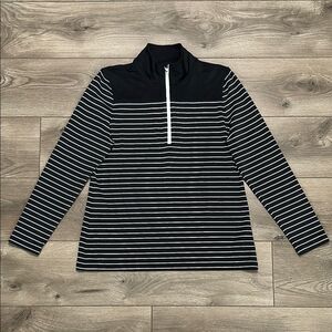 FootJoy‎ 1/4 Zip Long Sleeve Pullover Black White Stripe Size Large